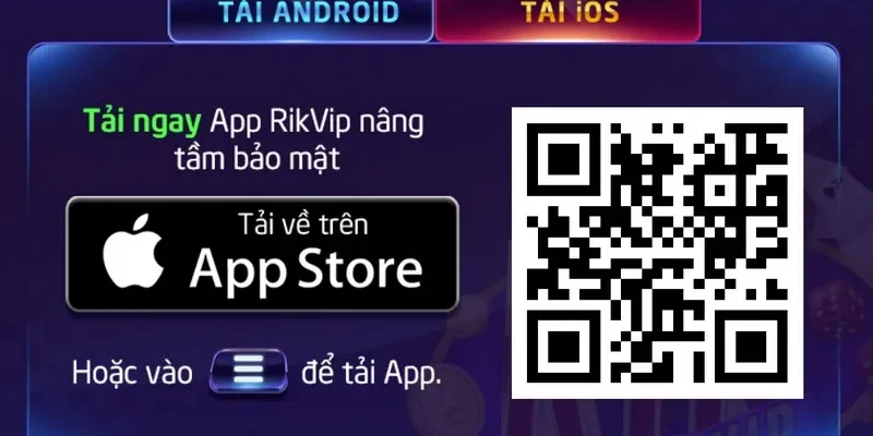 Quét QR tải ứng dụng rikvip về iOS